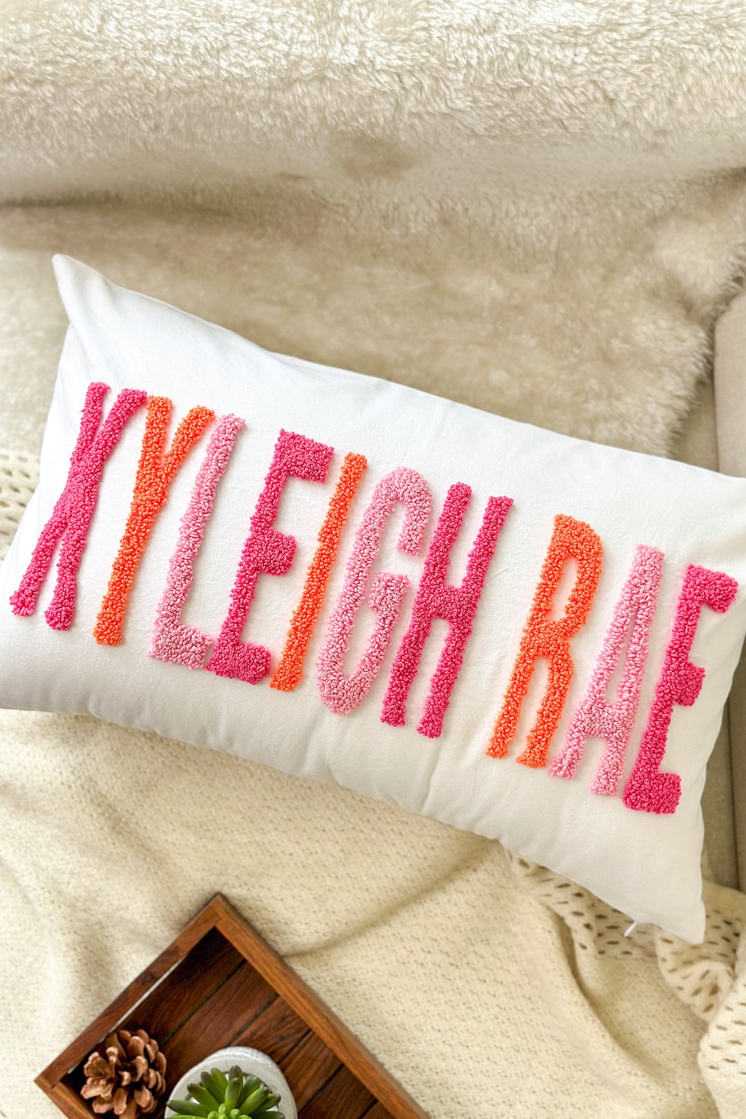 Personalized Baby Girl Room Name Pillow Cover, Baby Girl Nursery Pillow, Punch Needle, Girl Kid Gift, Dorm Gift, Graduation Gift - Etsy