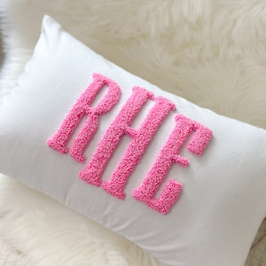 Monogrammed Pillow Cover with Punch Needle Embroidery, Personalized Wedding Gift for Couple, Custom Monogram Gift, Wedding Pillowcase