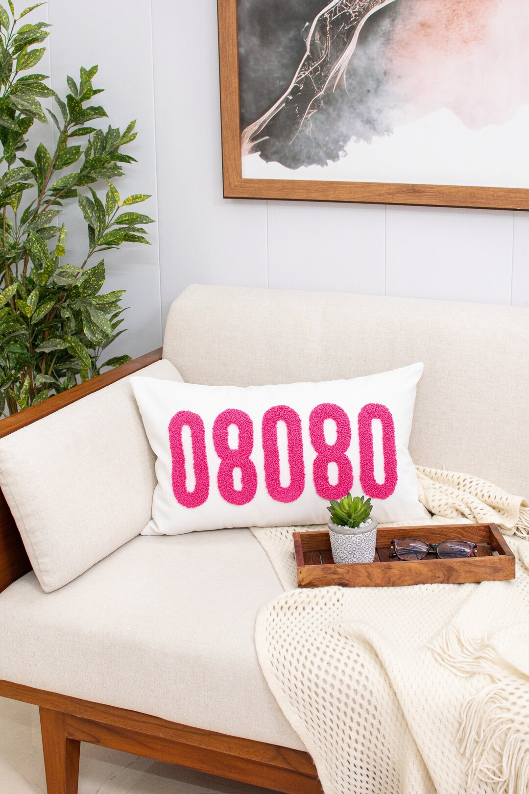 Closing Gift, Personalized Zip Code Pillowcase, Punch Needle Pillow, Custom Pillowcase