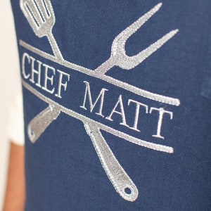 Custom Embroidered Chef Apron with for Him, Father's Day Gift for Dad, Grandpa, Papa, Grill Apron for men, Grilling Gifts for Men immagine 2