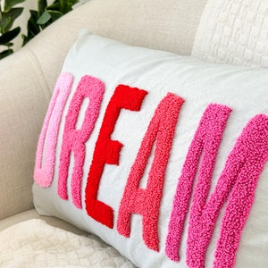 Dream Pillow Cover with Punch Needle Embroidery image 3