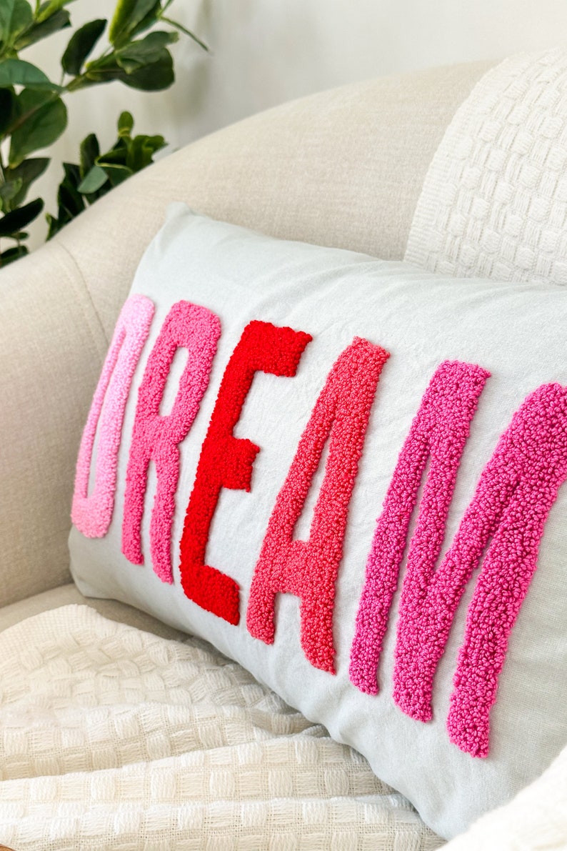 Dream Pillow Cover with Punch Needle Embroidery image 3