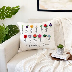 Grandma Gift With Grandkids' Names & Birth Month Flowers, Mother's Day Gift, Grandparent Gift, Punch Needle Mother's Day Gift image 9