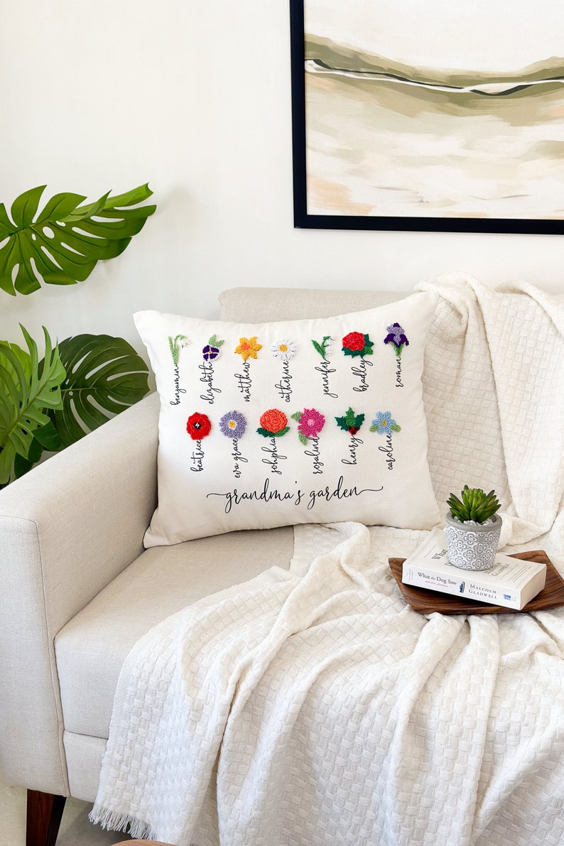 Grandma Gift With Grandkids' Names & Birth Month Flowers, Mother's Day Gift, Grandparent Gift, Punch Needle Mother's Day Gift image 9