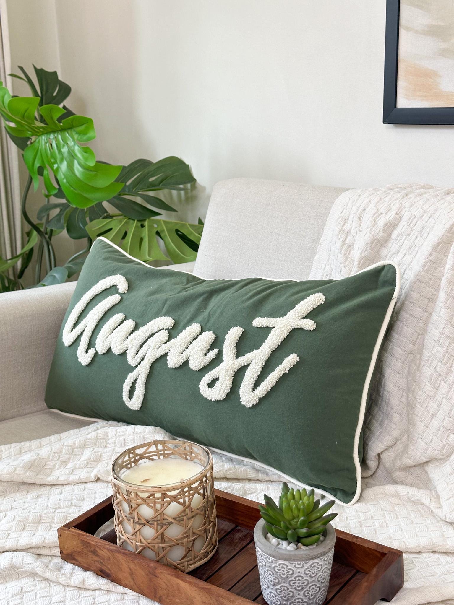 Personalized Nursery Name Pillow Cover with Punch Needle Embroidery, Kid Room Decor, Baby Room Decor, Dorm Room Pillow, Slumber Party Gift