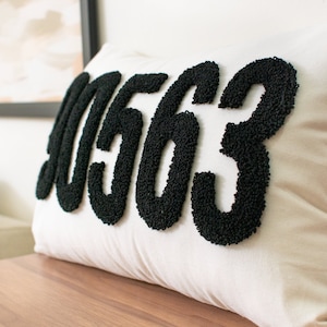 Custom Zip Code Pillow Cover, Punch Needle Pillow, Personalized Pillow, Housewarming Gift, First Home Gift, New Home Gift image 2