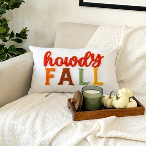 Howdy Fall Pillow Cover for Fall Décor, Thanksgiving, Punch Needle Pillow for Fall Autumn Décor image 2