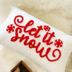 Light it Snow Christmas Pillow Cover, Punch Needle Pillow for Christmas Décor
