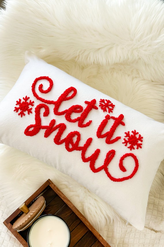 Light It Snow Christmas Pillow Cover Punch Needle Pillow for Christmas Decor Etsy