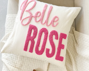 Personalized Baby Name Pillow Cover, Punch Needle Name Pillow, Custom Name Pillow Cover, Kid Room Decor, Baby Room Decor, Nursery Gift