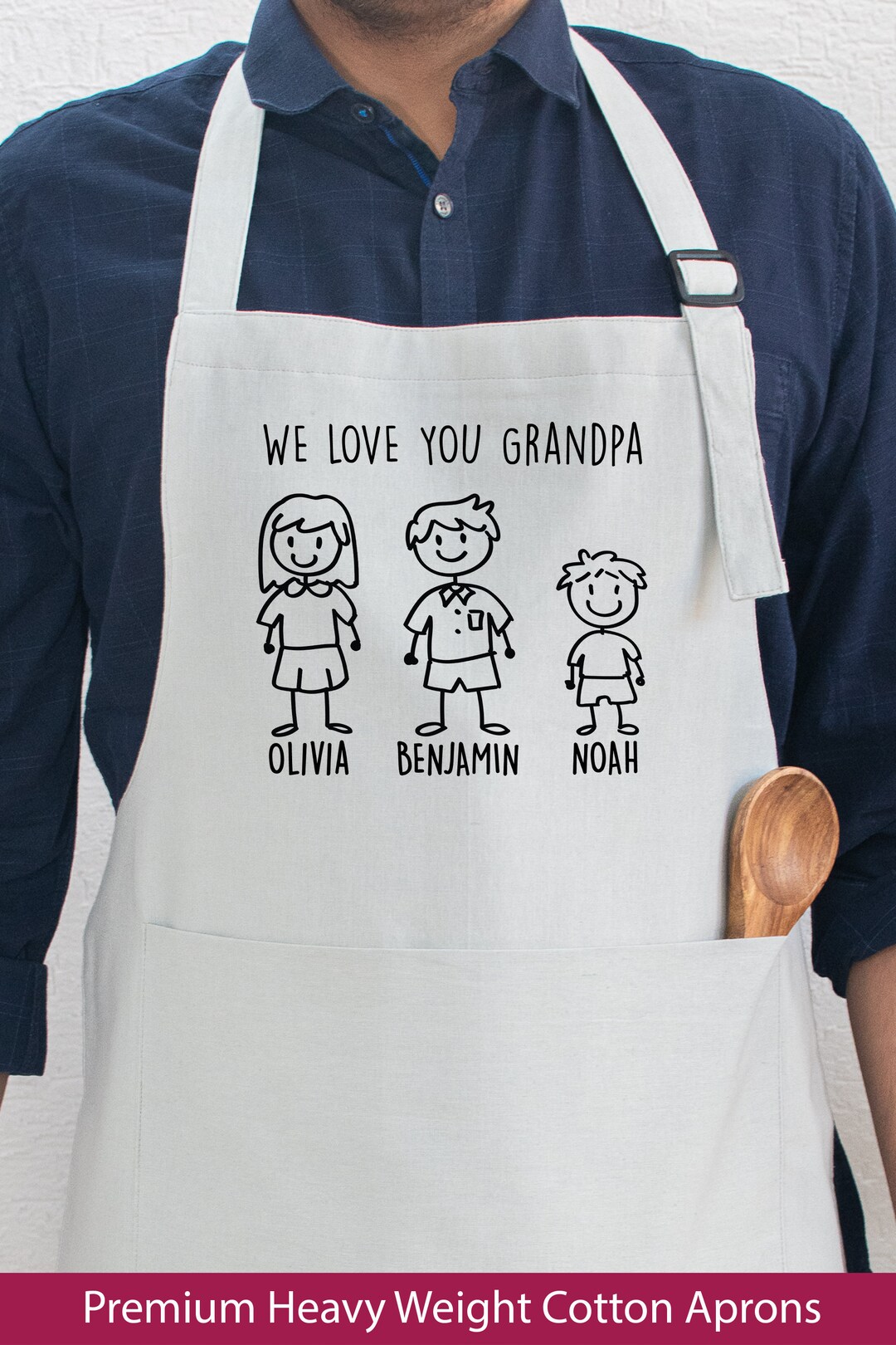 Personalized Grandpa Apron, Grandpa Gifts, Fathers Day Gift for Grandpa