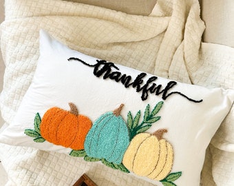 Funda de almohada con forma de calabaza para la decoración de otoño, Acción de Gracias, almohada con aguja perforada para la decoración de otoño