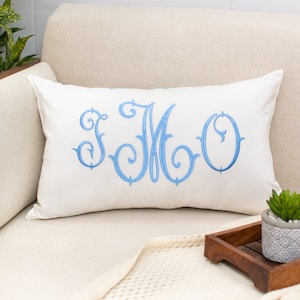 Monogrammed Nursery Pillow Cover for Baby Boy, Blue Monogram Embroidered Pillow Cover, Name Pillow Gift, Embroidered Monogram Pillow Cover