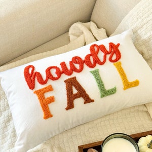 Howdy Fall Pillow Cover for Fall Décor, Thanksgiving, Punch Needle Pillow for Fall Autumn Décor image 8
