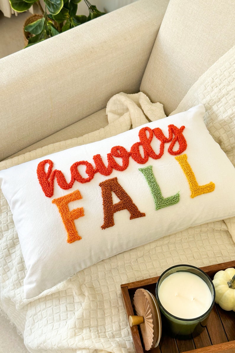 Howdy Fall Pillow Cover for Fall Décor, Thanksgiving, Punch Needle Pillow for Fall Autumn Décor image 8