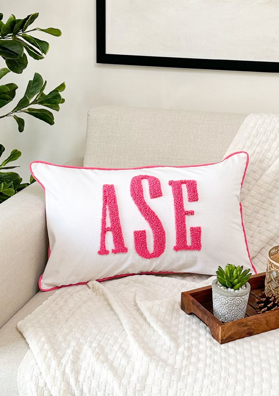Custom Monogram Pillow Cover, Embroidery Gift for Couple, Initial
