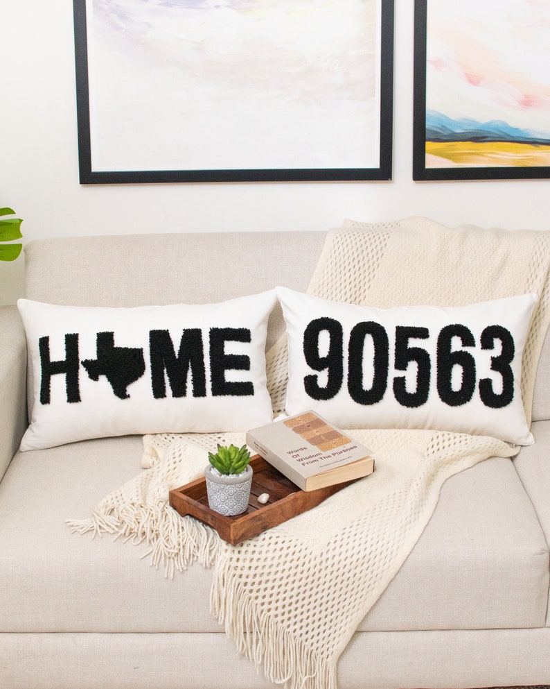 Custom Zip Code Pillow Cover, Punch Needle Pillow, Personalized Pillow, Housewarming Gift, First Home Gift, New Home Gift image 8