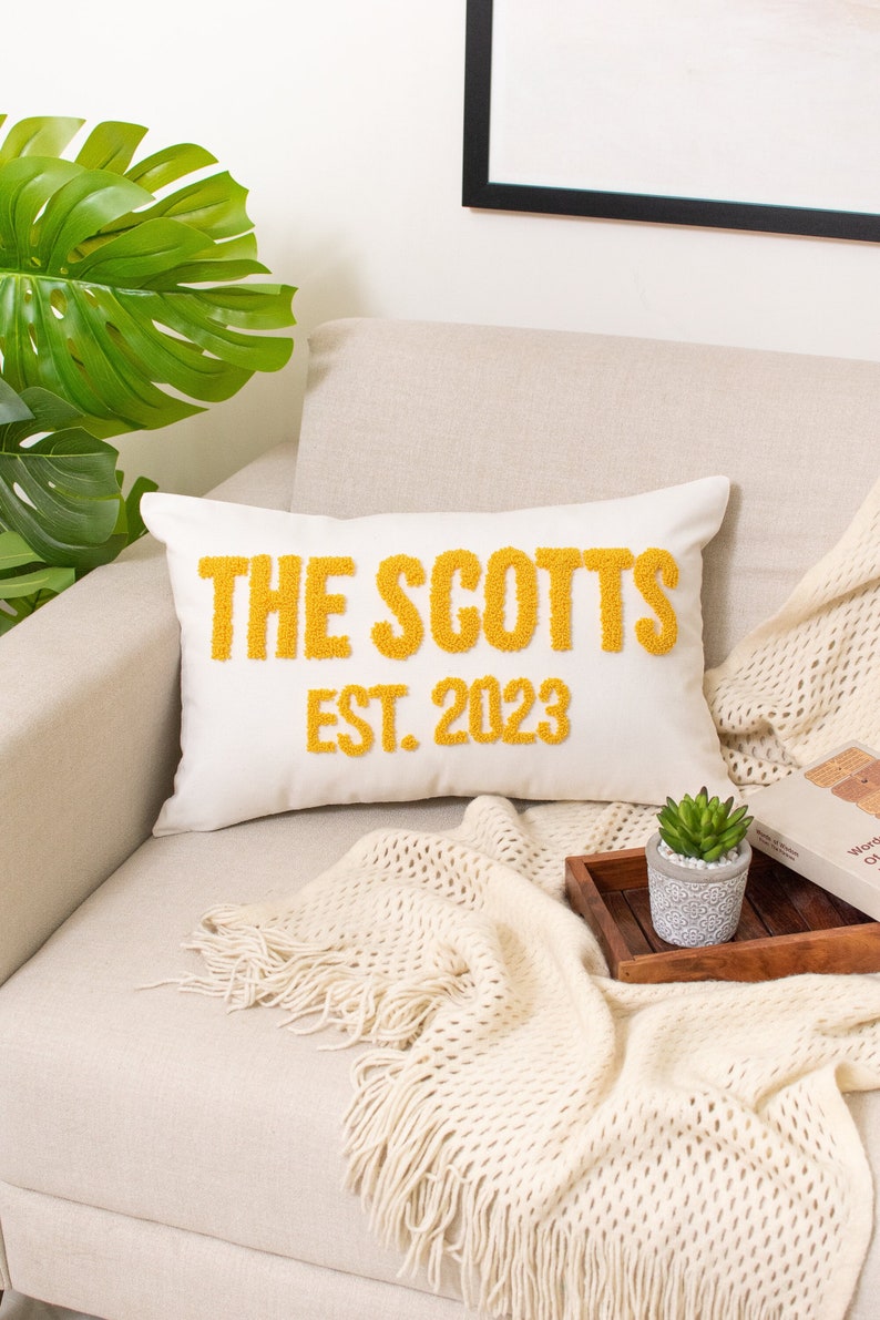 Custom Family Name Wedding Gift Pillow Cover, Wedding Shower Gift, Engagement Gift, Couple Gift, Personalized Wedding Gift, Anniversary Gift