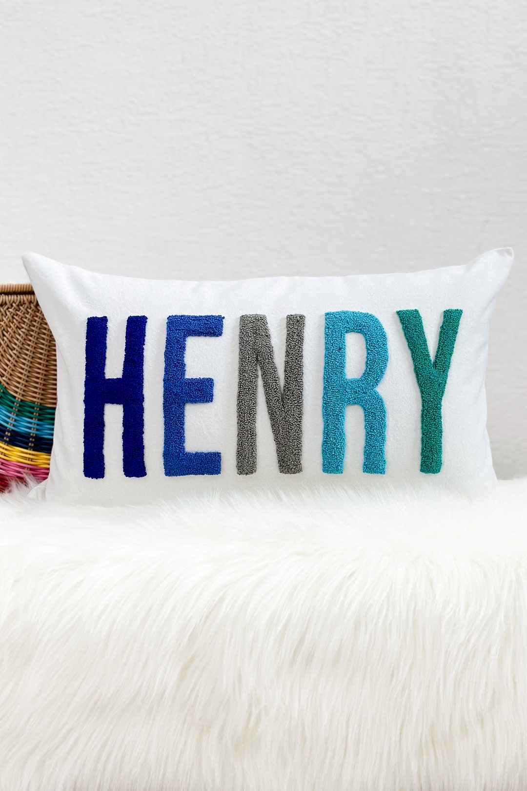 Personalized Baby Boy Room Name Pillow Cover, Baby Boy Nursery Pillow