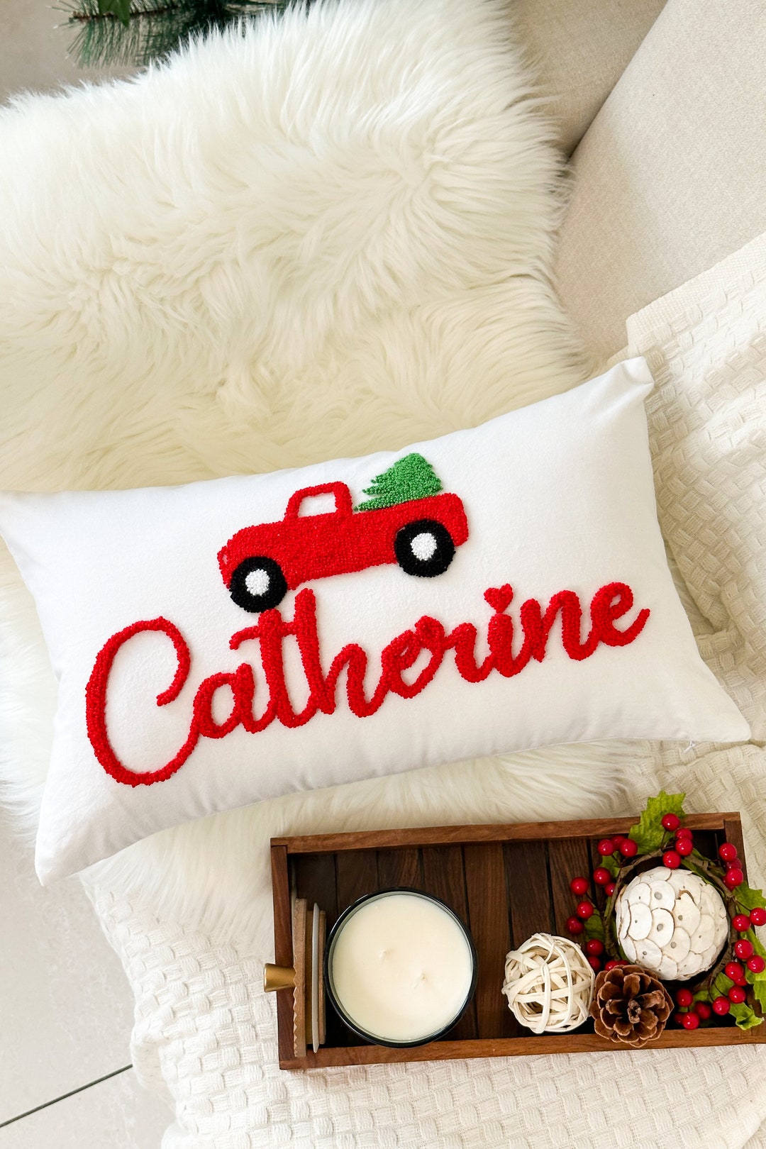 Custom Christmas Name Embroidered Pillow Cover for Baby's Etsy
