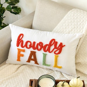 Howdy Fall Pillow Cover for Fall Décor, Thanksgiving, Punch Needle Pillow for Fall Autumn Décor image 9