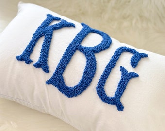 Monogram Pillow Cover with Punch Needle Embroidery, Personalized Wedding Gift for Couple, Custom Monogram Gift, Initial Pillow
