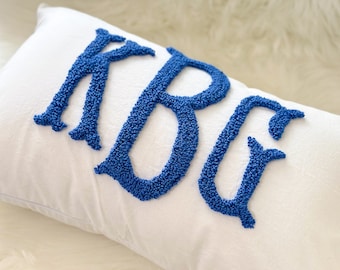 Monogram Pillow Cover with Punch Needle Embroidery, Personalized Wedding Gift for Couple, Custom Monogram Gift, Initial Pillow