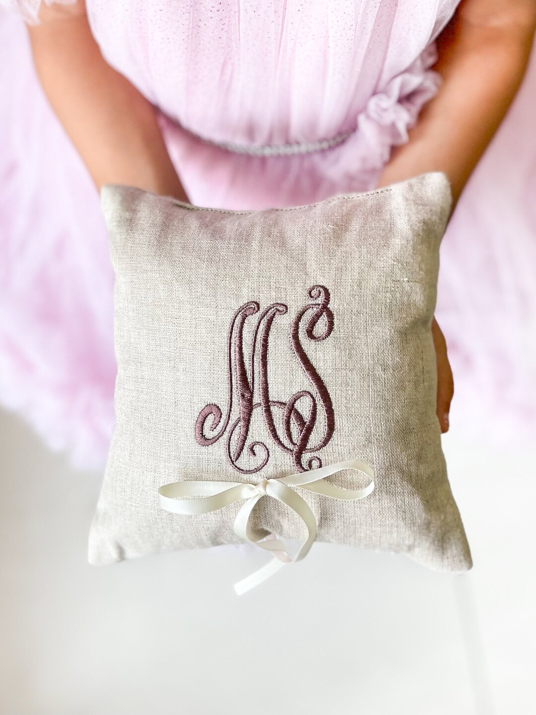 Custom Monogrammed Ring Bearer Pillow for Wedding Linen Etsy