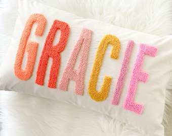 Baby's First Christmas Gift, Baby Girl Name Pillow Cover, Custom Nursery Pillow, Dorm Gift for Her, Gift from Grandma, Gift from Aunt