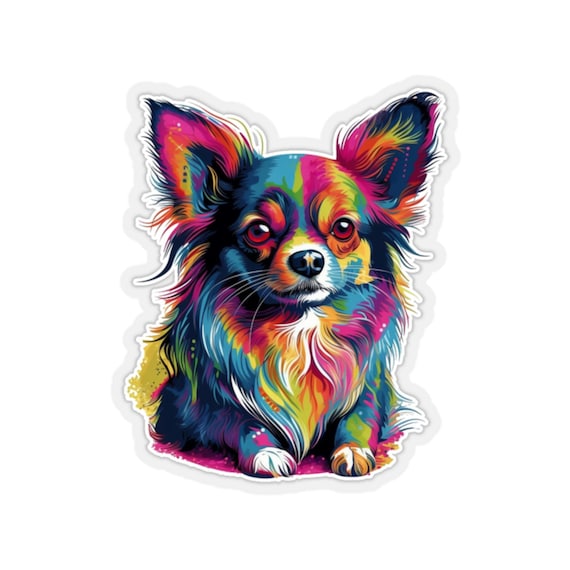 Long-Hair Chihuahua | Fun | Vibrant | Colorful | Pop Art | Party Sticker | Personalize | Limited Edition | Decal