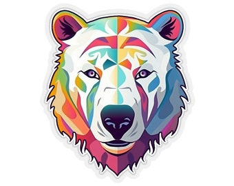 Arctic Color | Vibrant Polar Bear Head Sticker | Animal | Kingdom | Unique | Limited Edition | Sticker | Decal