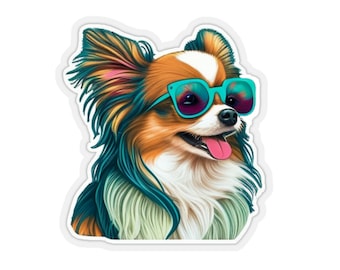 Long-Hair Chihuahua Sticker | Colorful | Sunglasses | Happy | Limited Edition | Pet | Decal