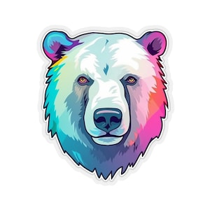 Arctic Colorful Blast | Vibrant Polar Bear Head Sticker | Animal | Kingdom | Custom | Sticker | Personalize  | Limited Edition | Decal