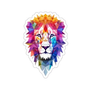 Roar with Color | Vibrant | Geometric | Lion Head Sticker | Animal | Kingdom | Heart | Sticker | Decal
