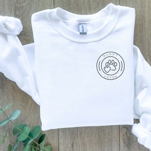 Puppy minnaar sweatshirt met ronde hals | Pootafdruk trui | Dierenliefhebber ronde hals | Puppy-sweater | Aangepaste hondensweatshirt