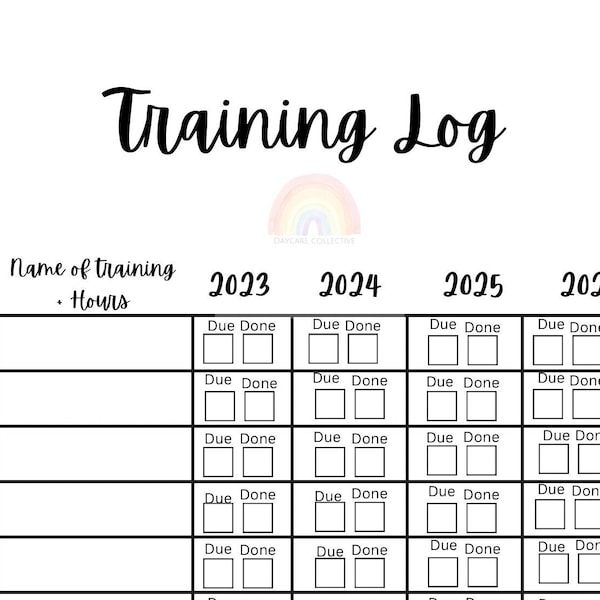 Daycare Training Log, Paperwork File, Organized, State Requirements, Daycare Center, Daycare Home, Filed, Inservice Hours, Teacher, Planner