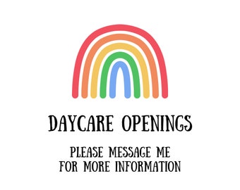 Daycare Marketing, Openings Flyer, DIY, Custom Made, Printable, Download, Childcare Spots, Advertisement, Open Enrollment, Template