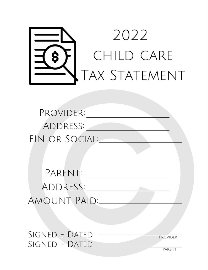 End Of Year Tax Statement Form Daycare Preschool Camp Etsy