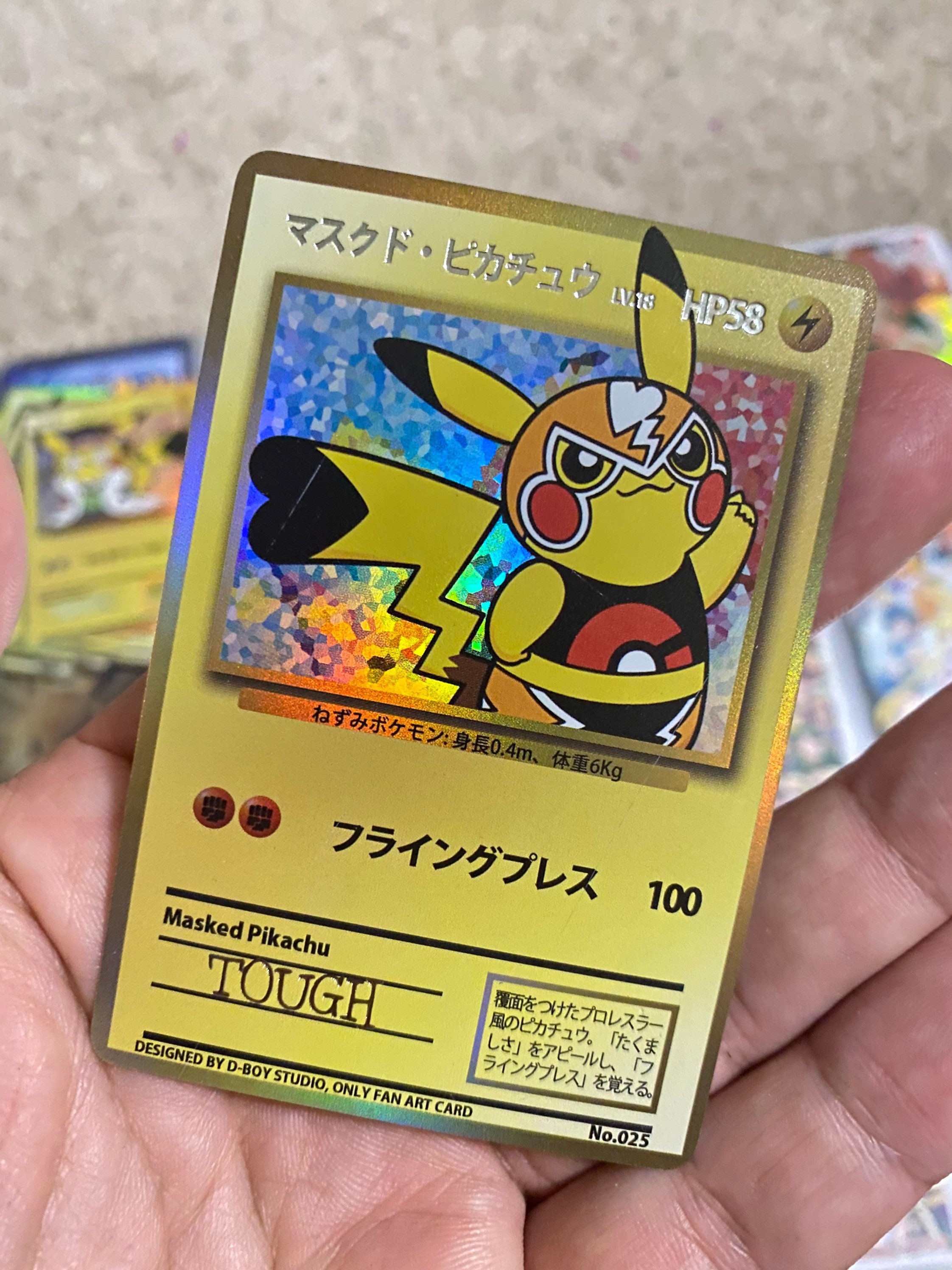 Custom Art Pokemon Card Pikachu Tough Luchador Etsy
