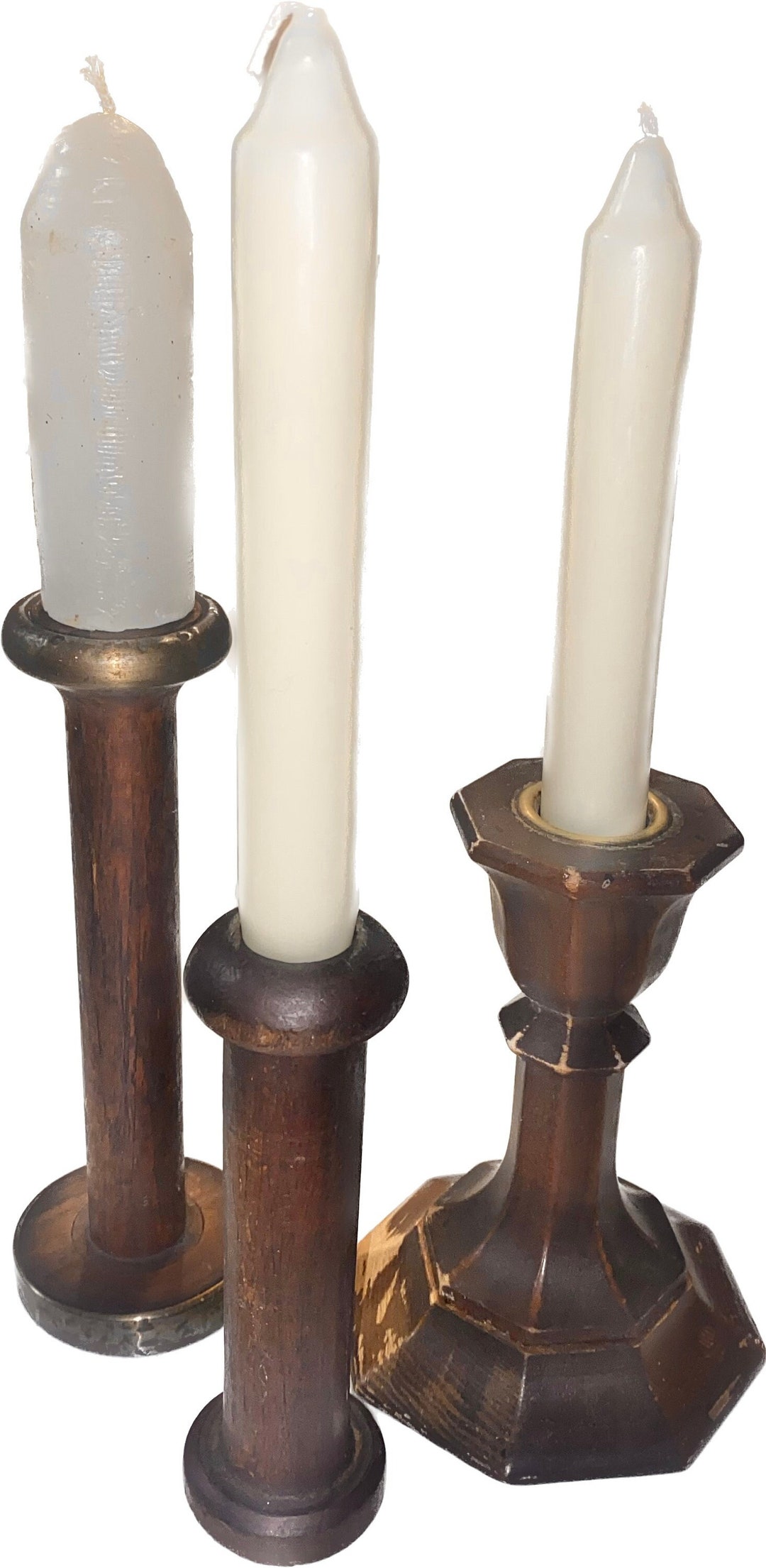 Wooden Dowel Candlestick Holders x3 Etsy