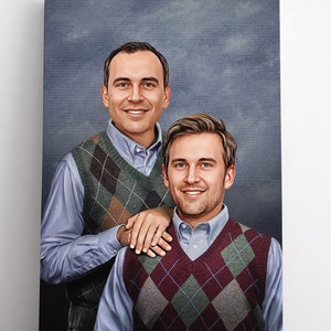 Custom Step Brothers Portrait for 2 People – Funny Meme Poster Gift | Parody Movie Style Digital or Canvas Art | Best Friend or Couple Gift