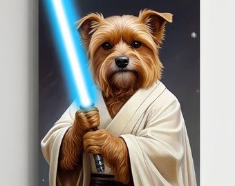 Custom Pet Portrait in Obi-Wan Kenobi Style | Personalized Jedi Pet Art | Star Wars Pet Portrait | Pet Jedi Master Illustration
