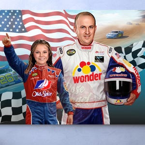 Personalisiertes Talladega Nights Portrait | Personalisierte Nascar Racing Kunst | Ricky Bobby-inspiriertes Porträt | Lustiges Porträt | Familie Geschenkideen