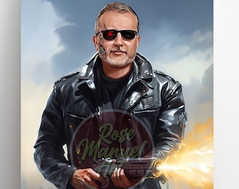 The Terminator Custom Portrait - Dad&quot;s Gift - Custom Portrait - Funny Gift Ideas