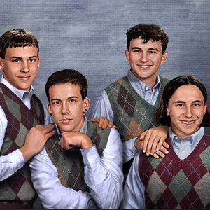 4 person Step Brothers Family Portrait | Funny Portrait  | Family Gift Ideas | Personalised Mom Gift | Gifts For Her