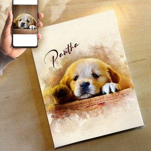 Watercolour Human and Dog Gift, Watercolour Pet Gift, artwork, Best Pet Gift, Pet owner gift