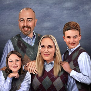 4 person Step Brothers Family Portrait | Funny Portrait  | Family Gift Ideas | Personalised Mom Gift | Gifts For Her