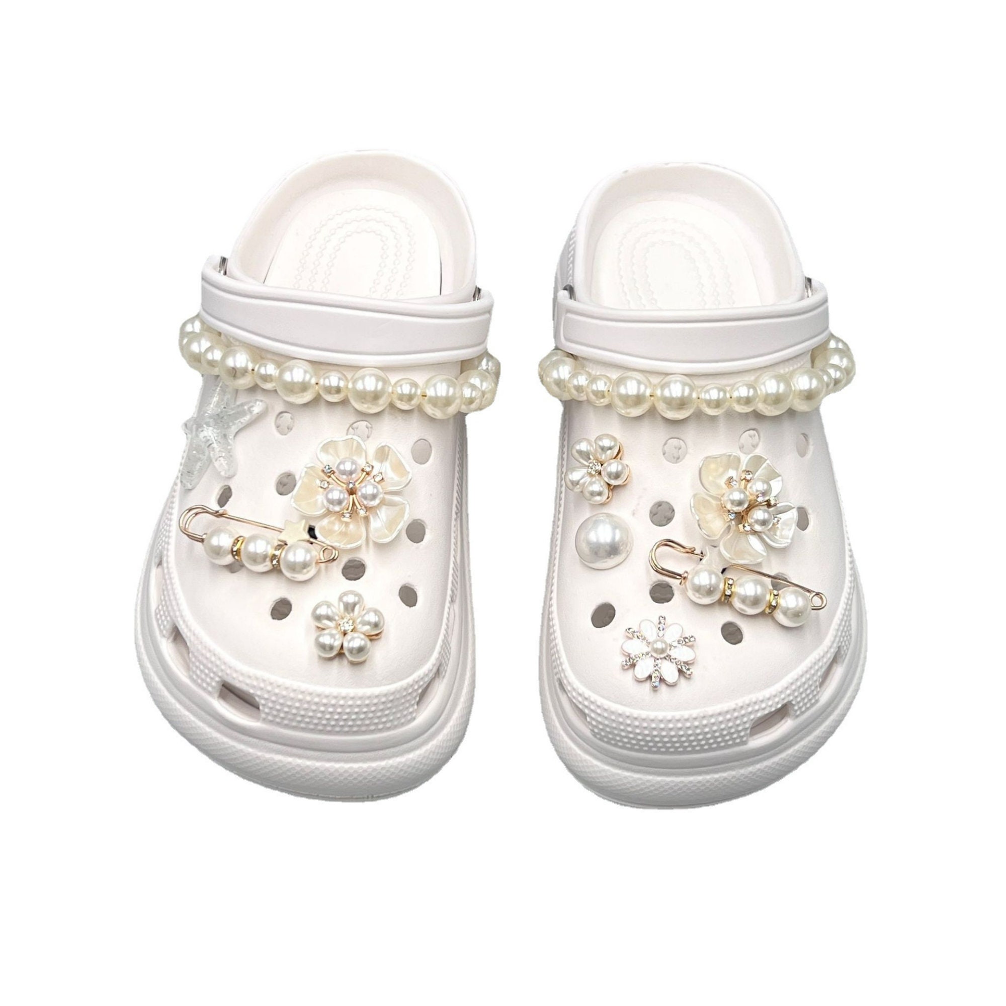 Custom Croc Charms Chain Pearl Jibbitz Collection Flower Jibbitz Croc