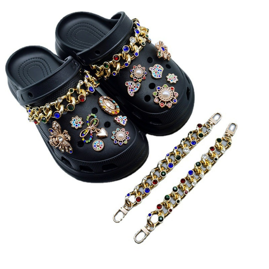 Custom Croc Charms Chain Honeybee Jibbitz Collection Colored Gems