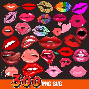Lips SVG Bundle: 300 Kiss Cut Files for Cricut (Digital Download)
